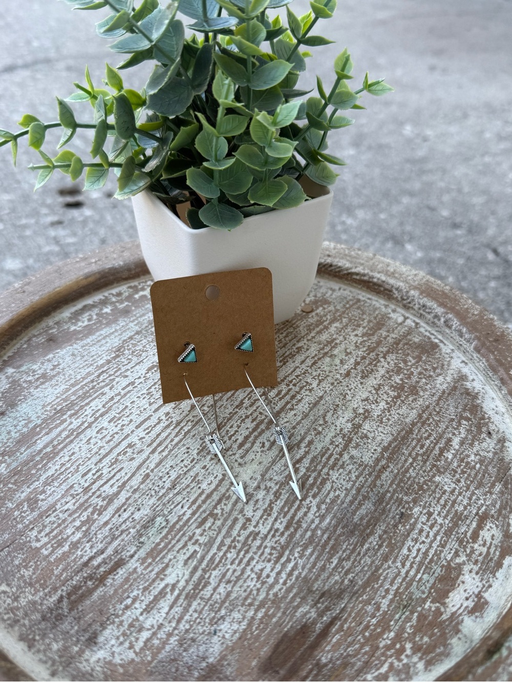 Turquoise Triangle Arrow Drop Earrings
